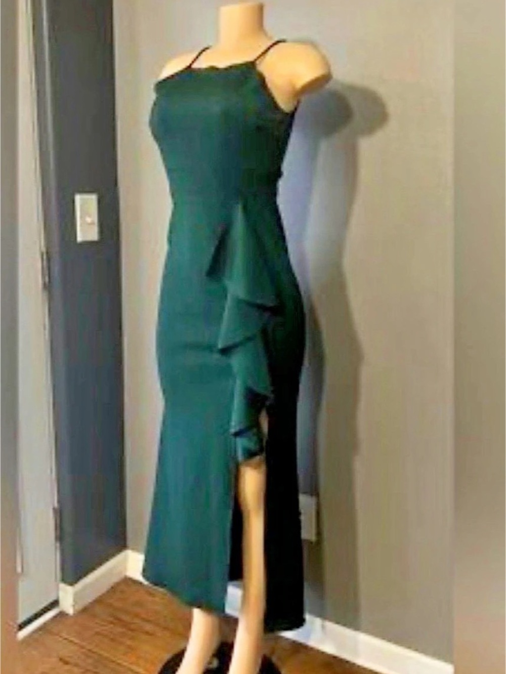 Sweet Storm Ruffle Maxi Dress in Hunter Green